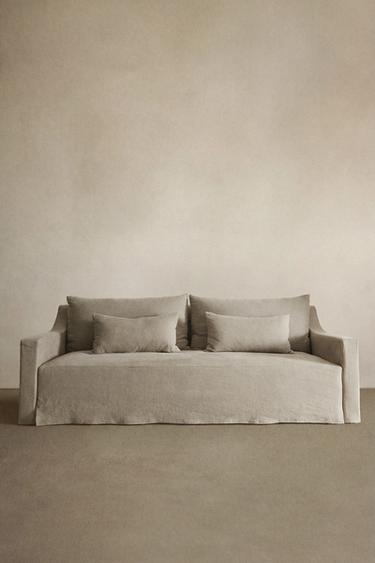 SOFA WITH REMOVABLE WASHED LINEN COVER - Light beige by Zara - Image 4