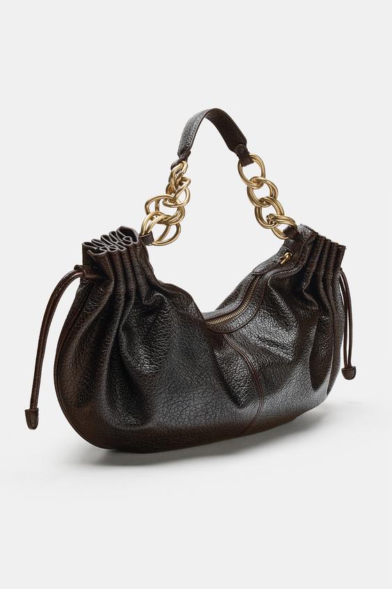 SAC PORTÉ ÉPAULE FRONCÉ - Marron de Zara - Image 3
