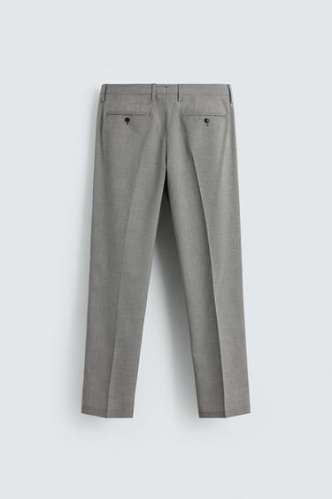 REGULAR FIT HOUNDSTOOTH SUIT TROUSERS - Black / White by Zara - Image 5