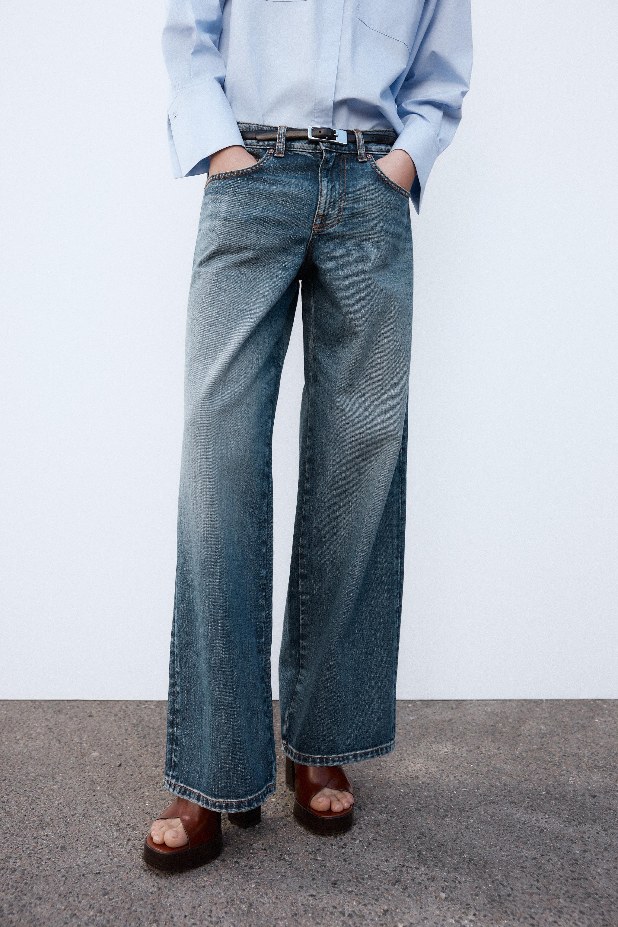 Z1975 STRAIGHT MID-RISE FULL-LENGTH JEANS - Mid-blue | ZARA