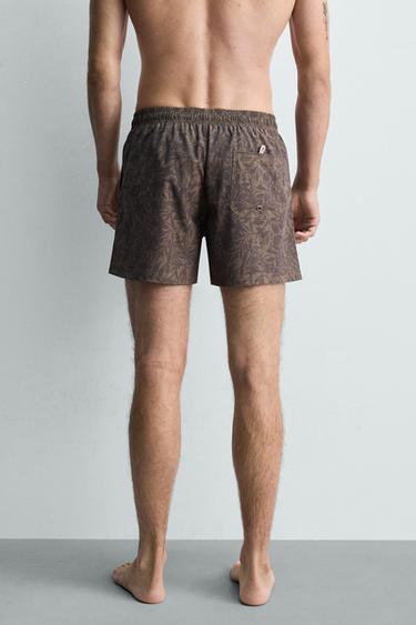 MID-LENGTH FLORAL PRINT SWIM SHORTS - Brown by Zara - Image 3