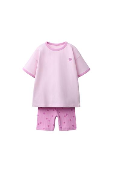 Zara Açık lila - ÇİÇEKLİ T-SHIRT VE BİSİKLETÇİ TAYTI TAKIMI