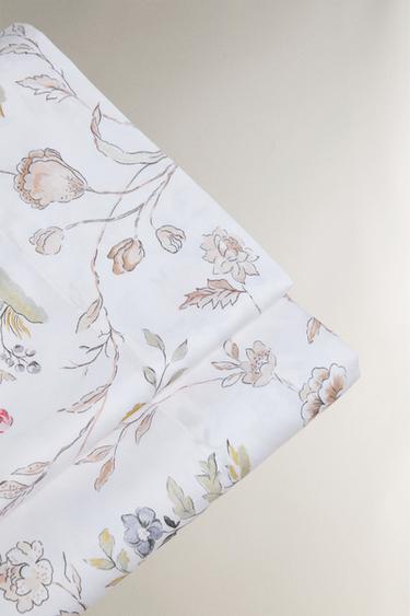 FLORAL SATEEN FLAT SHEET - Oyster-white by Zara - Image 3