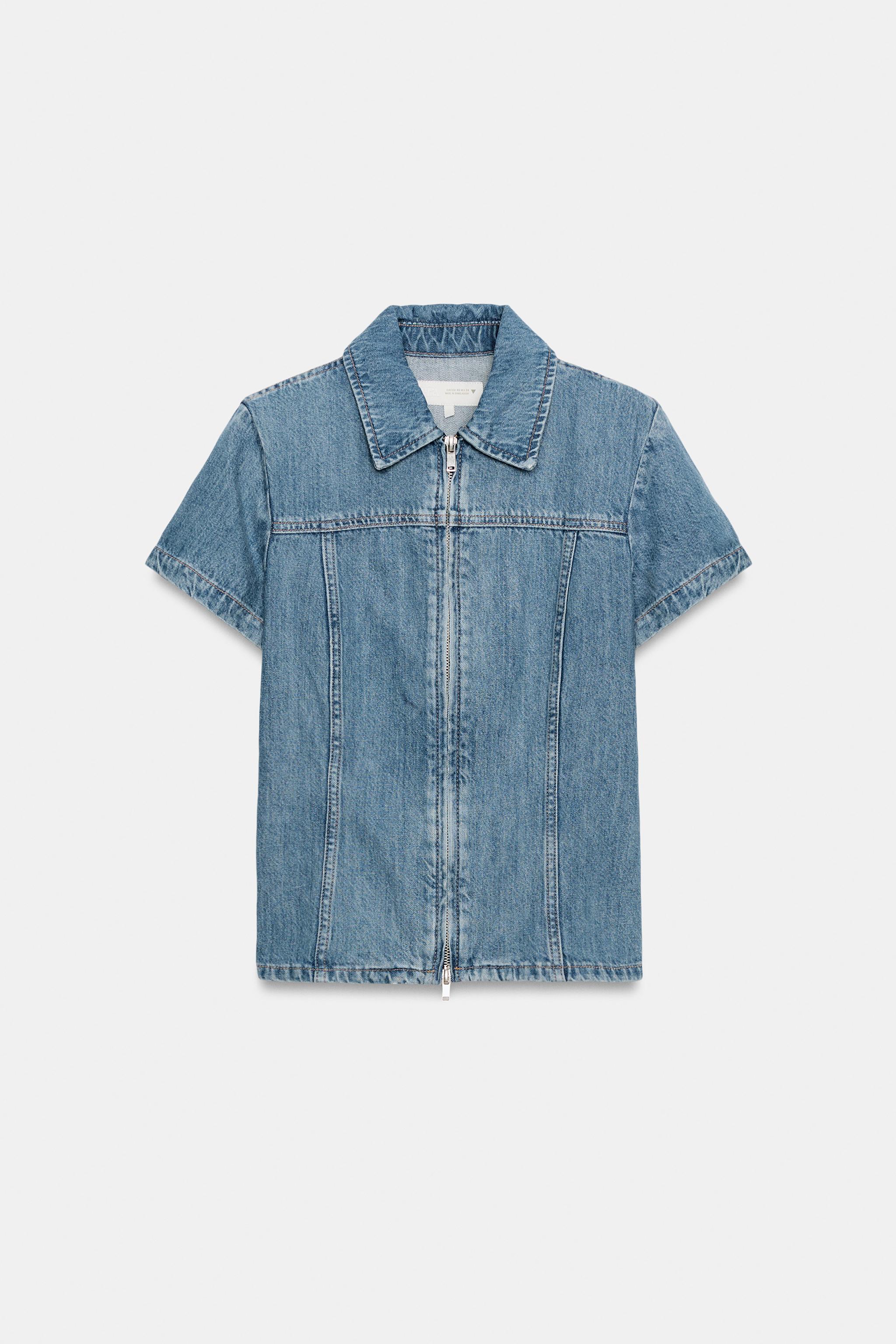 Женские рубашки Zara TRF ZIPPERED DENIM SHIRT — фото 5