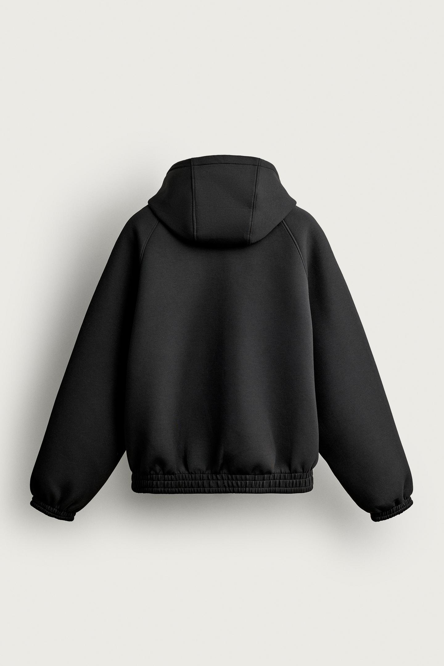 Мужская куртка Zara Relaxed Fit Technical Hoodie Jacket, цвет: Чёрный — фото 8