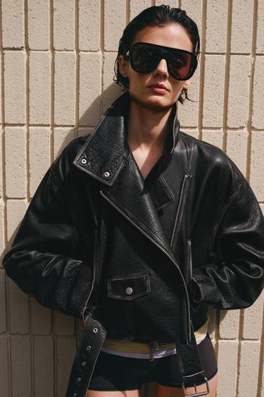 BLOUSON DE MOTARD EN CUIR ZW COLLECTION ÉDITION LIMITÉE - Noir de Zara