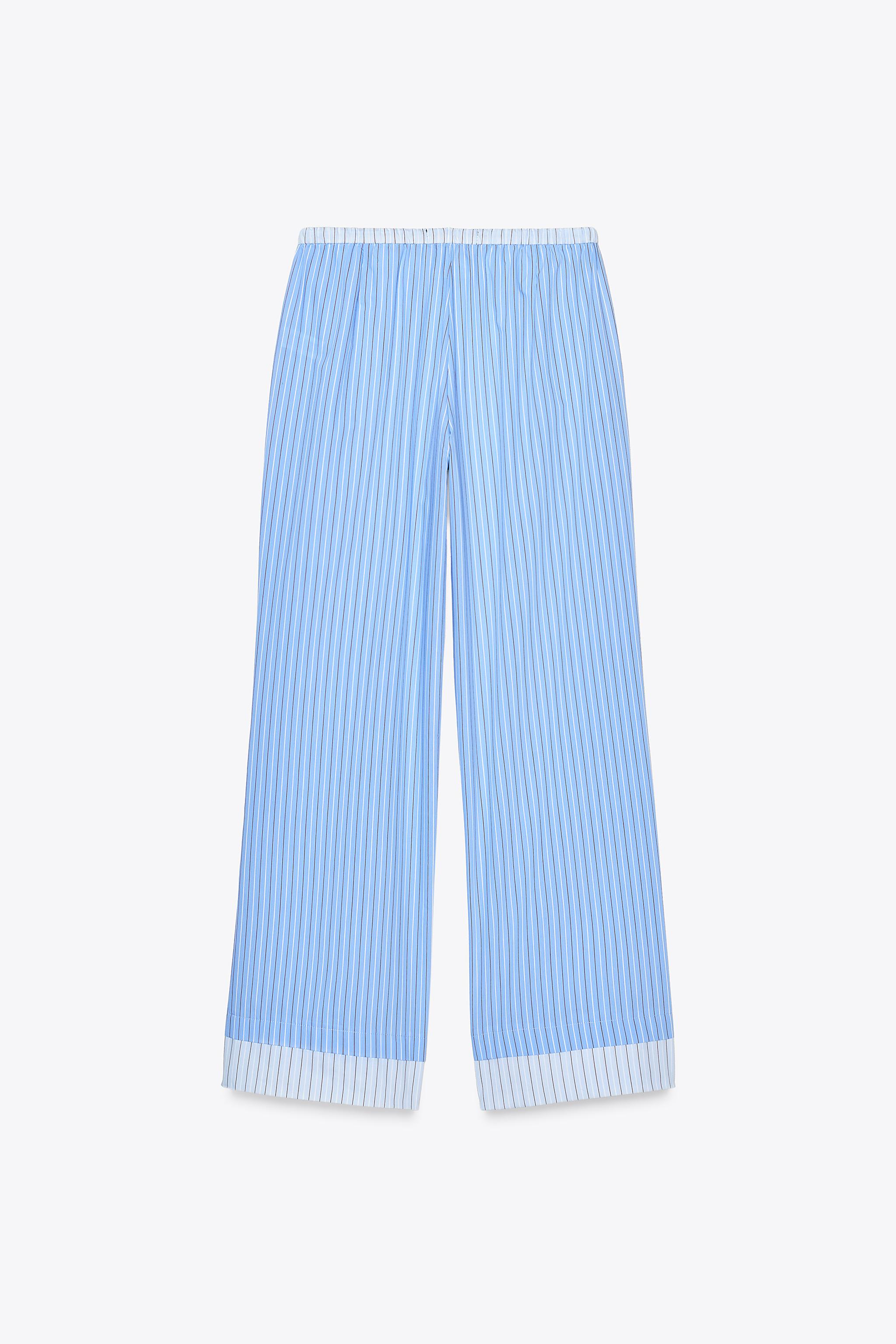 【ZARA】ストライプ柄パジャマ風パンツ 青色/白色 5030/402/044 05030402044-e2.jpg?ts=