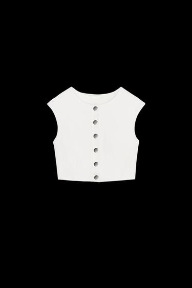 TOP CREPE BOTONES - Blanco roto de Zara - Imagen 0