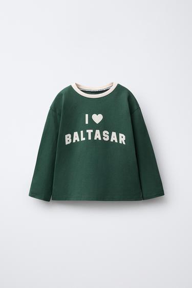 'I LOVE BALTASAR' SLOGAN T-SHIRT - Dark green by Zara - Image 0