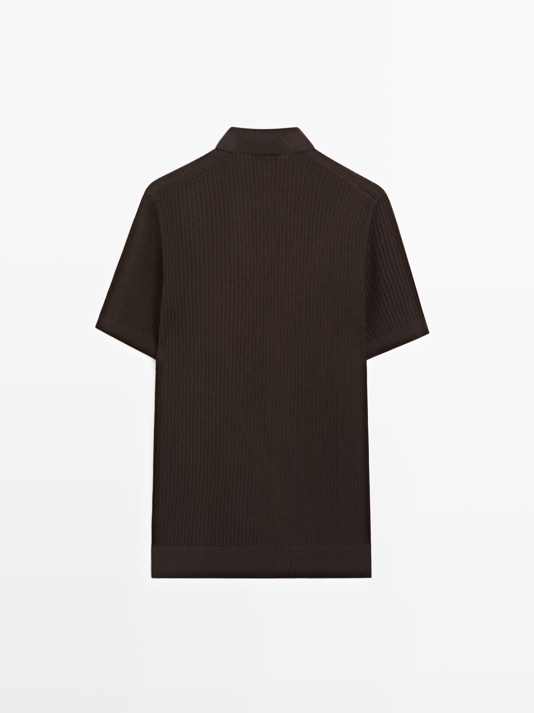 Regular fit cotton knit polo shirt