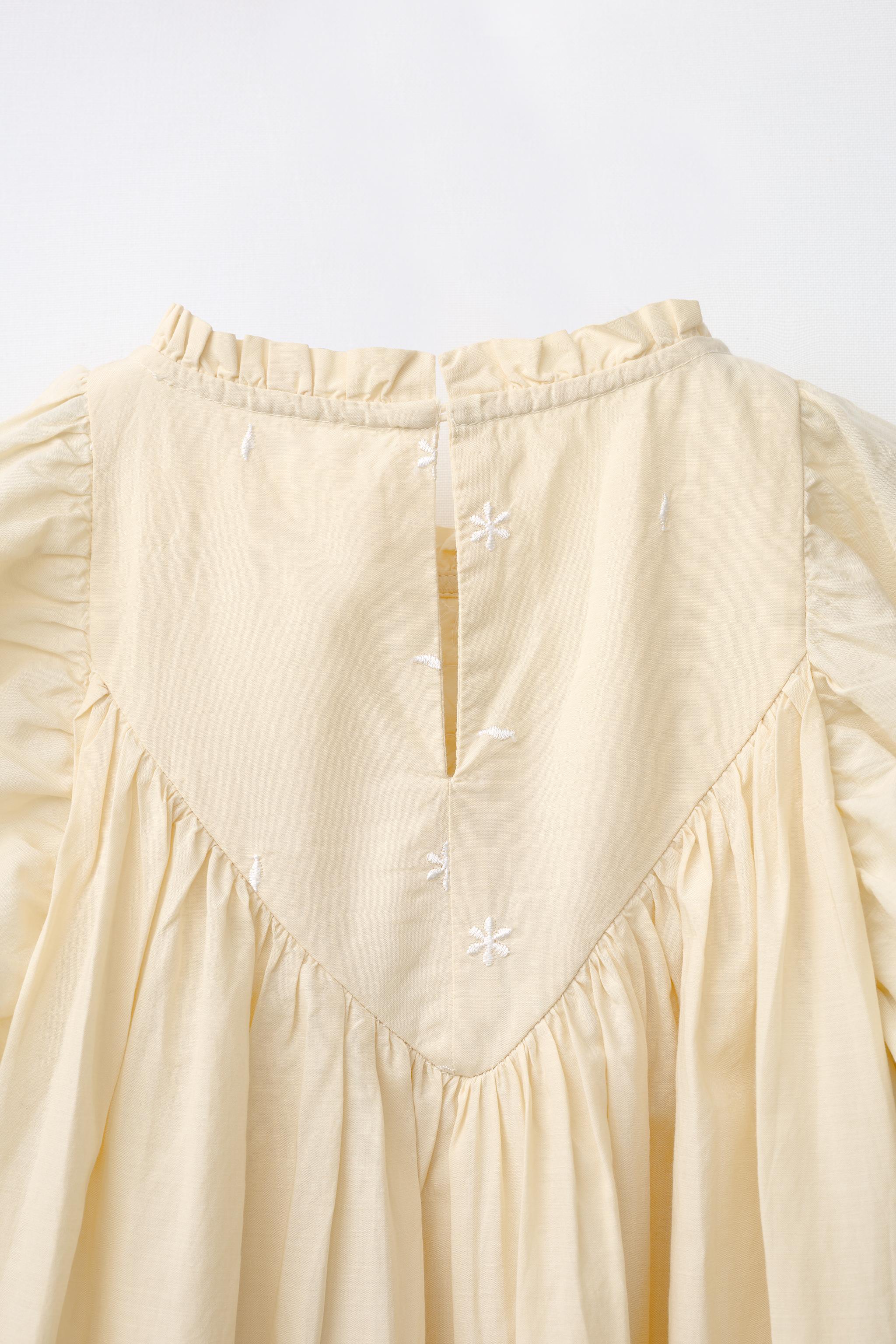 zara embroidered dress yellow ZARA Embroidered Yellow Midi Dress by ZARA