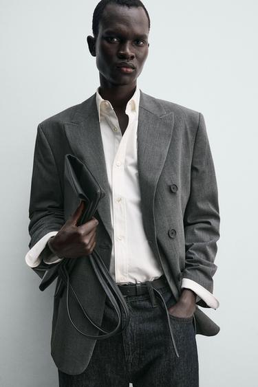 BLAZER CROISÉ AVEC LAINE - Gris chiné de Zara - Image 4