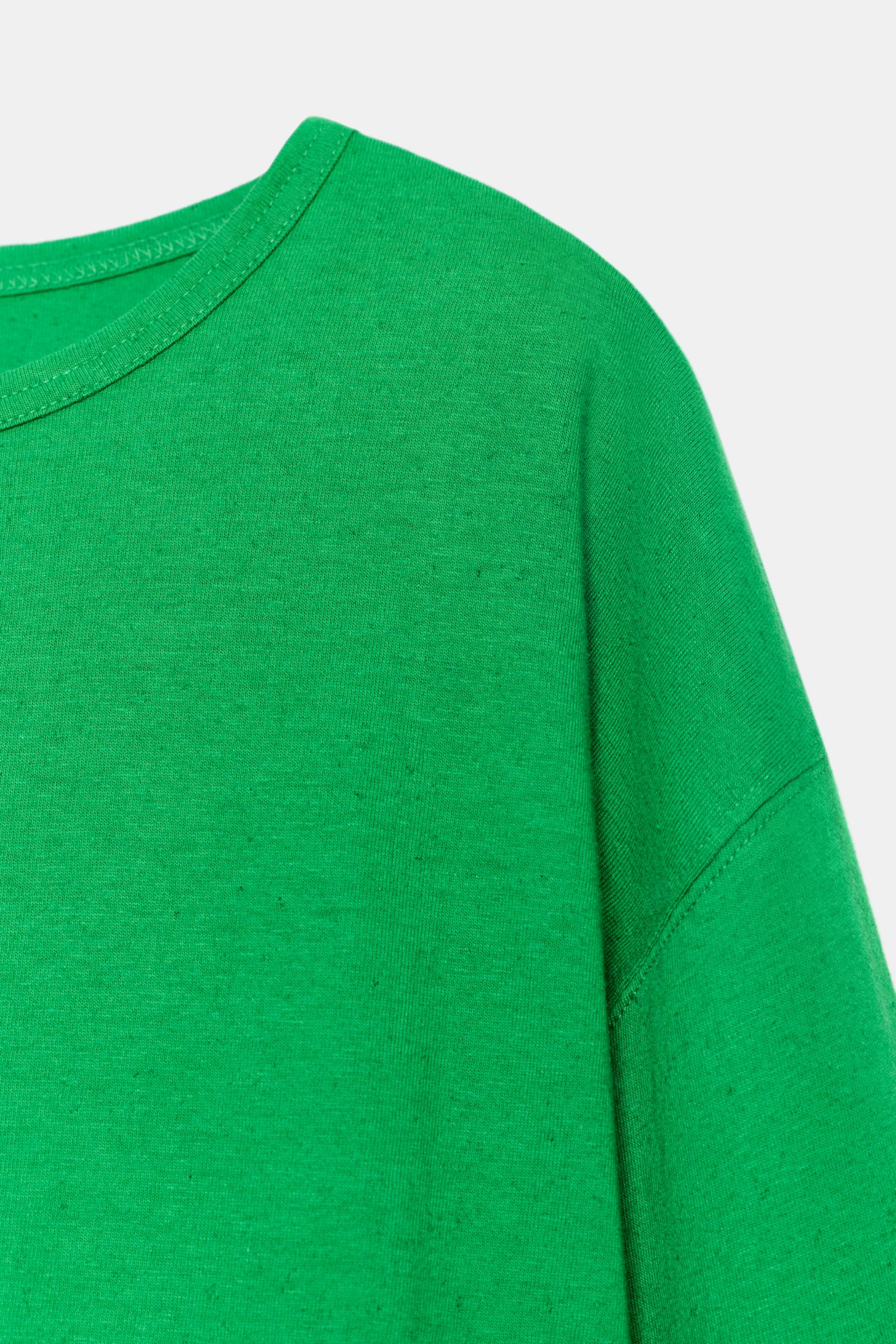 Zara PAMUKLU VE KETEN T-SHIRT görsel 5