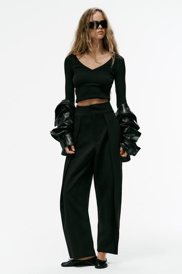 PLEATED BALLOON PANTS — Black 1