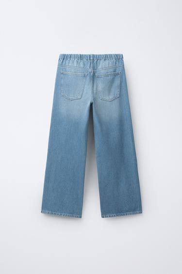 WIDE-LEG JEANS WITH FLOWERS - Blue by Zara - Image 1