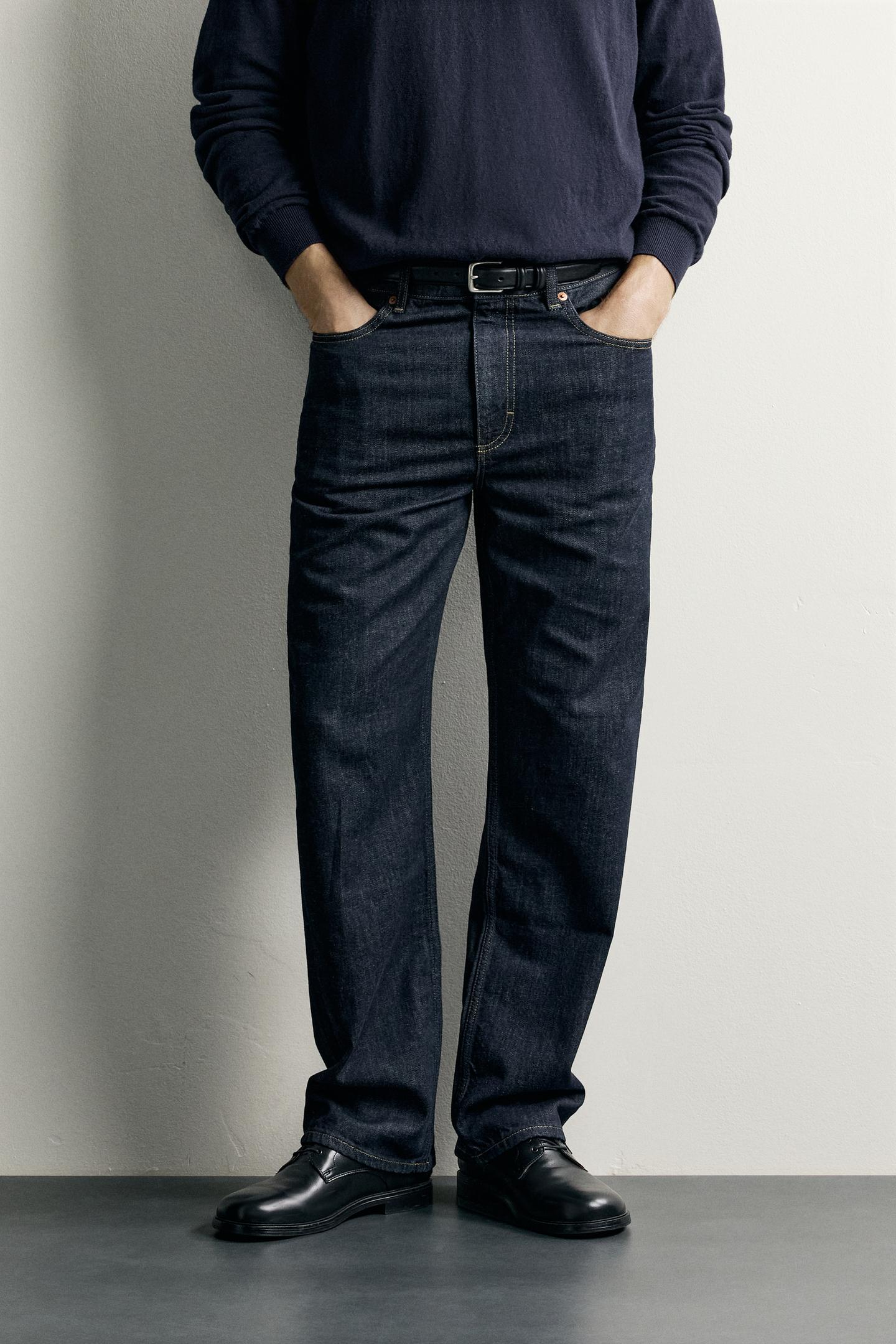 Мужские джинсы Zara Straight Fit, цвет: Тёмный индиго — фото 2
