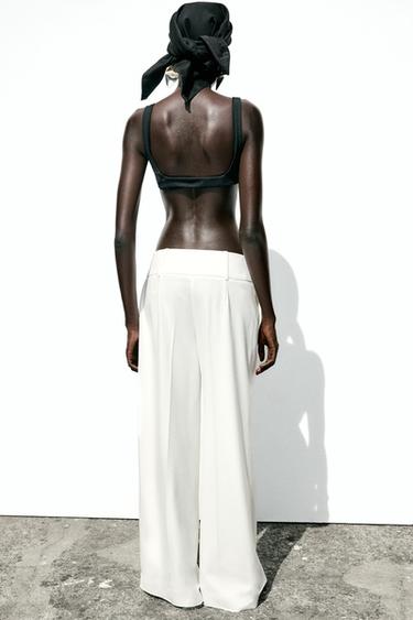 WIDE-LEG TROUSERS WITH CROSSOVER WAIST - Ecru by Zara - Image 5