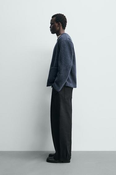 CARDIGAN AVEC TEXTURE DE LAINE - Bleu moyen de Zara - Image 3