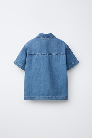 DENIM SHIRT WITH COTTON AND LINEN - Blue by Zara - Image 1