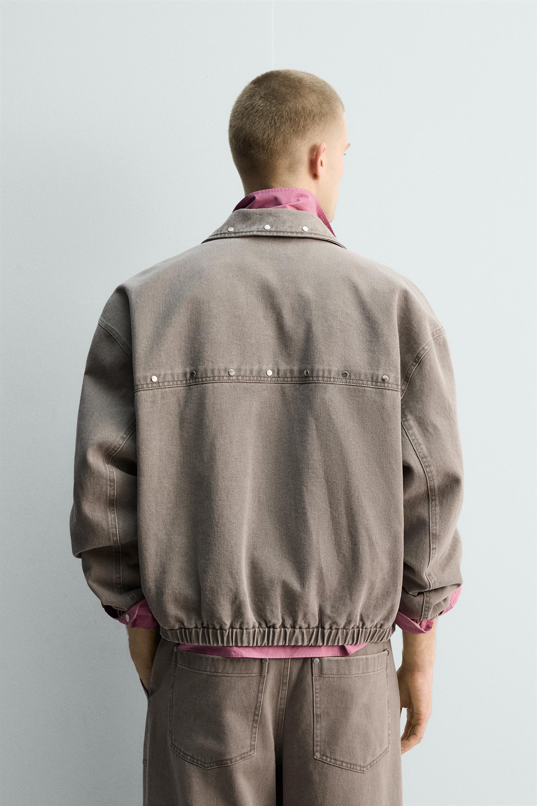 LIMITED EDITION RELAXED FIT STUDDED JACKET - Sand / Marl | ZARA