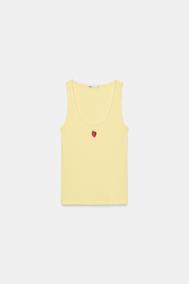 FRONT EMBROIDERED TOP - Yellow by Zara - Image 4