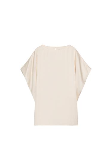 Zara ZW COLLECTION FLOWY SHORT SLEEVE TOP - Ecru