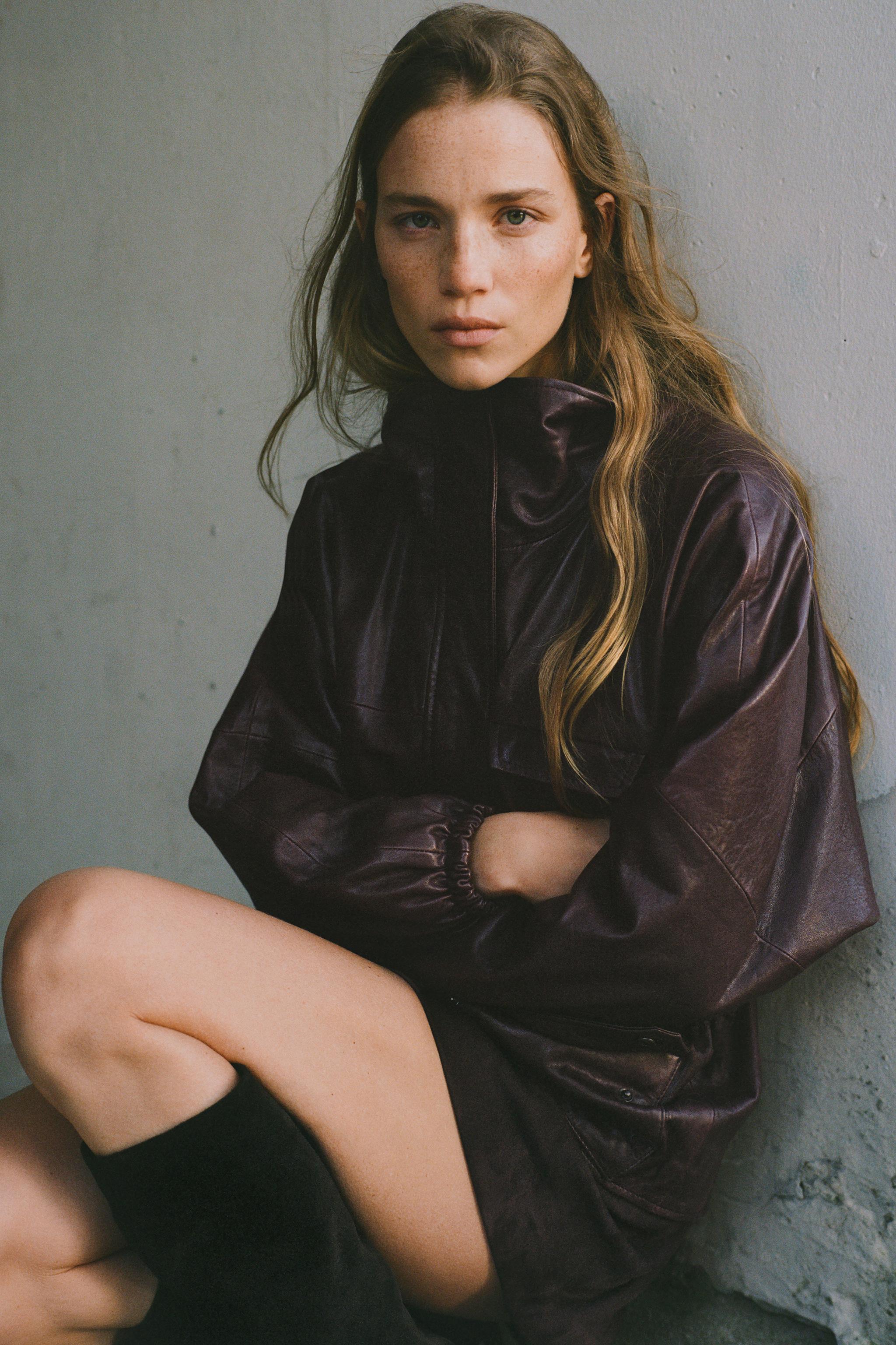 ZW COLLECTION LIMITED EDITION 100% LEATHER JACKET - Burgundy