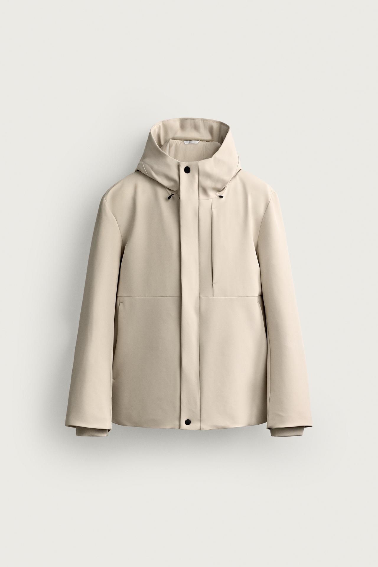 WATER-REPELLENT TECHNICAL HOODIE JACKET — Oyster-white