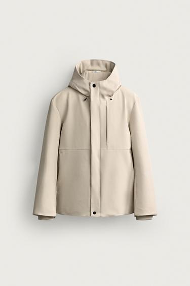 WATER-REPELLENT TECHNICAL HOODIE JACKET — Oyster-white 1