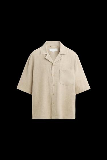 OVERSIZE-FIT-HEMD AUS LEINEN UND VISKOSE - Hellbeige von Zara - Bild 0