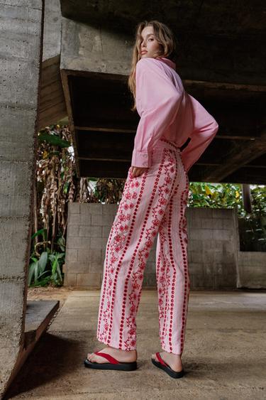 PANTALON BRODERIES AJOURÉES - Rose de Zara - Image 5