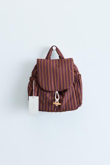 MOCHILA RAYAS - Marrón Caramelo de Zara