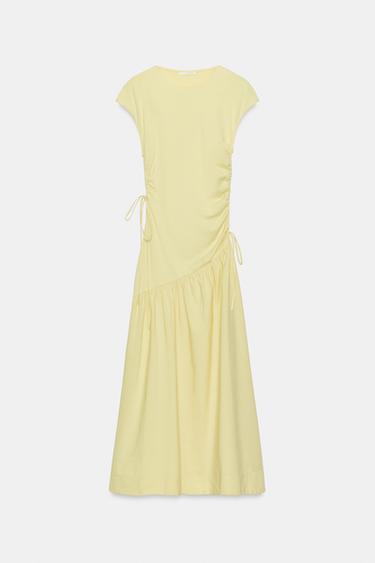 ASYMMETRIC GATHERED DRESS - Yellow by Zara - Image 6