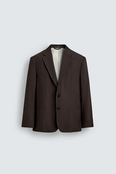 Zara 羊毛休閒西裝外套 - 棕色