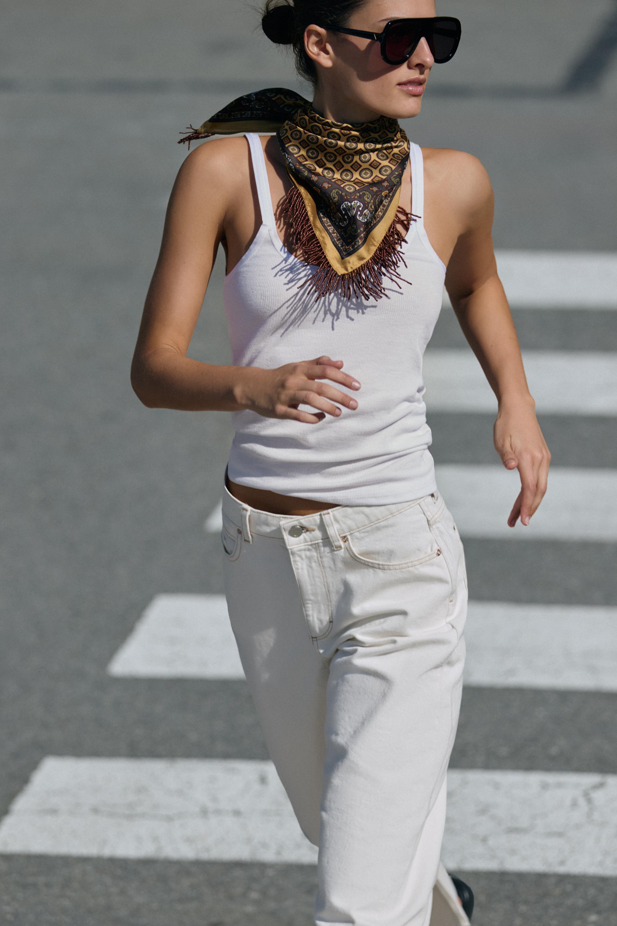 SATIN FRINGED PRINTED BANDANA - Mustard | ZARA United States display picture 3