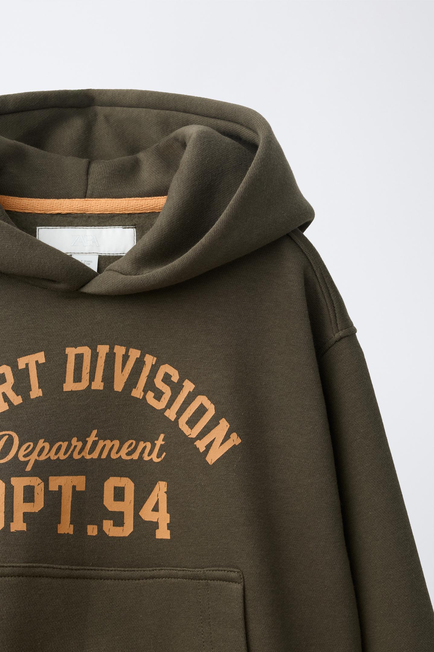 Детское худи Zara Varsity Text, цвет: Зелёный — фото 3