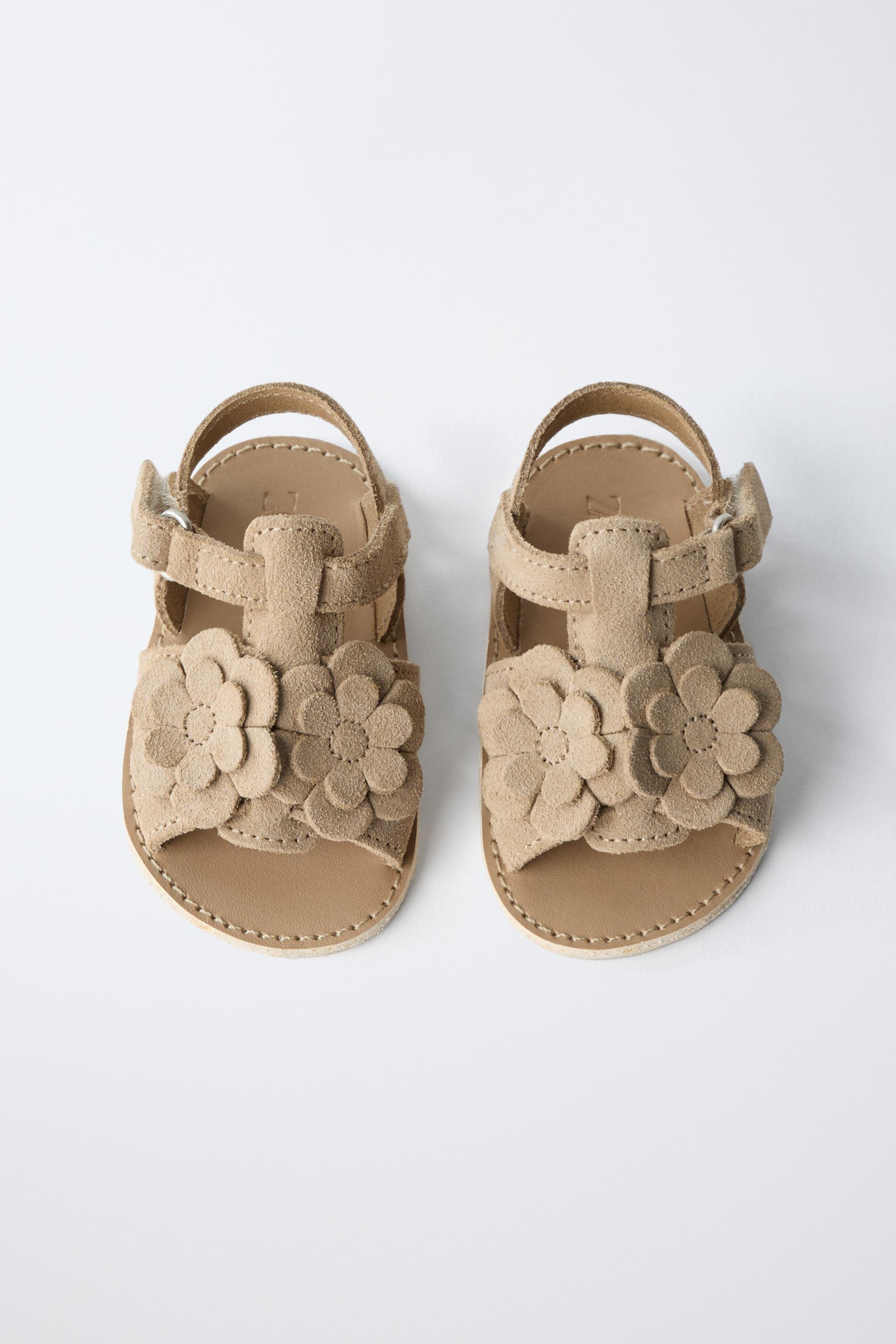 Детские сандалии Zara FLORAL LEATHER SANDALS — фото 7