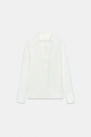 ZW COLLECTION VISCOSE BLEND SATIN SHIRT - Ecru by Zara