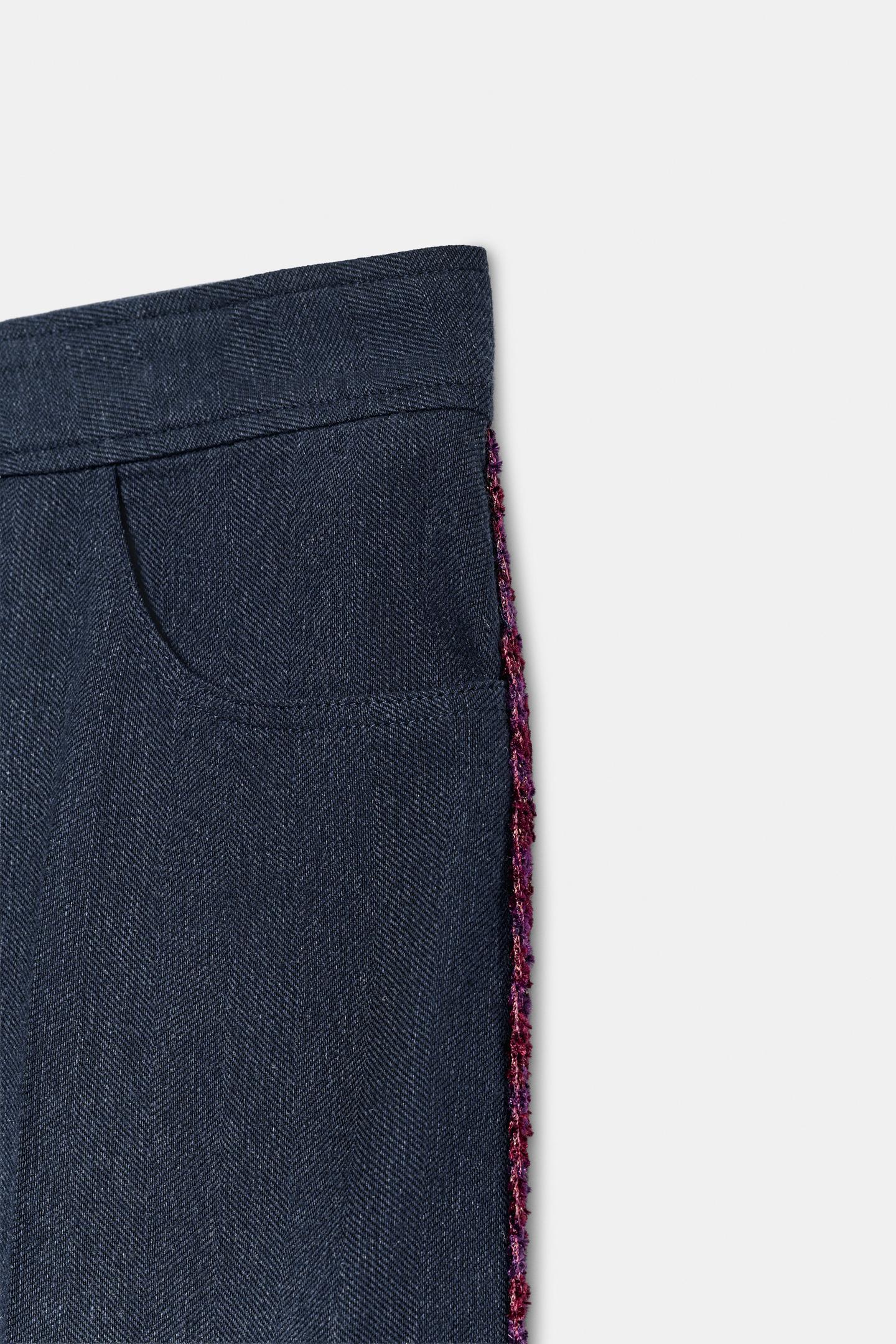 Женские брюки Zara Straight-Leg Trim, цвет: Синий — фото 9