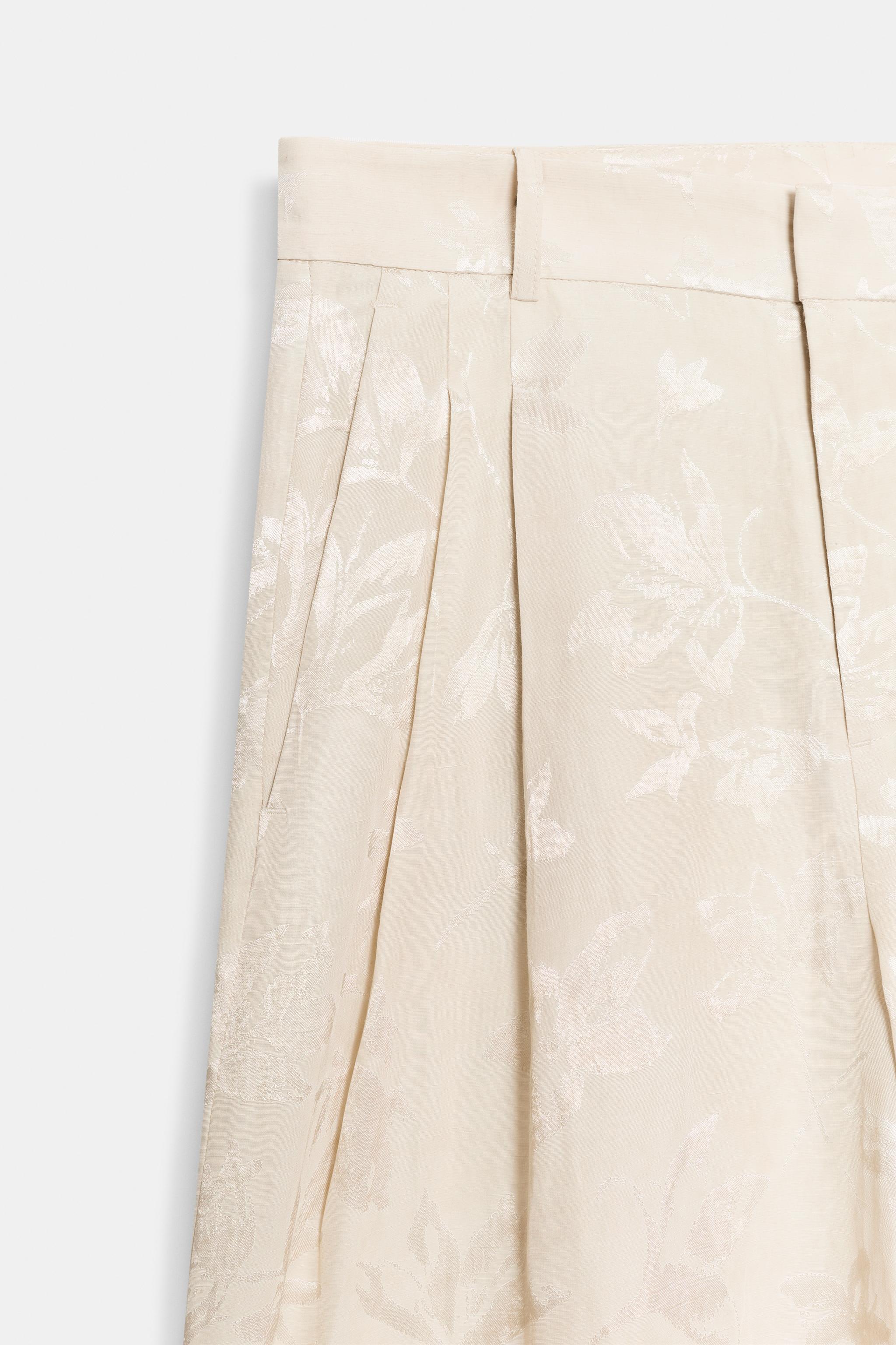 Женские брюки Zara ZW COLLECTION JACQUARD LINEN PANTS — фото 7