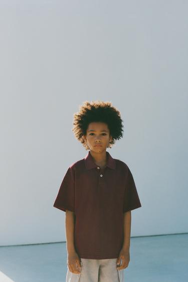 POLO BOXY FIT ETIQUETA - Burgundy de Zara - Imagen 0