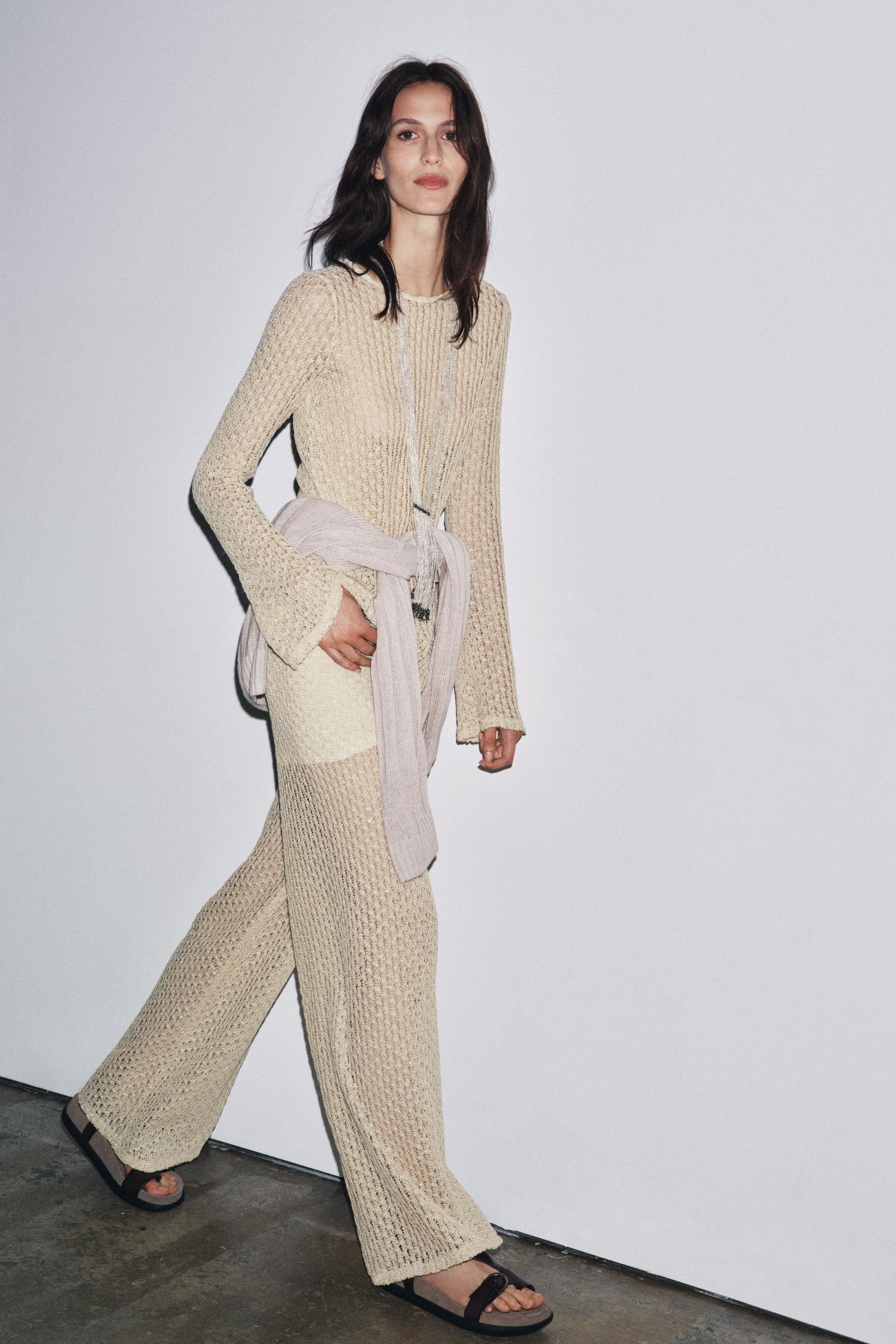 METALLIC THREAD MESH TUNIC TOP - Golden | ZARA United States