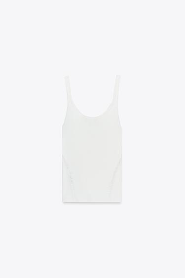 TOP AJUSTÉ EN MAILLE - Blanc de Zara - Image 5