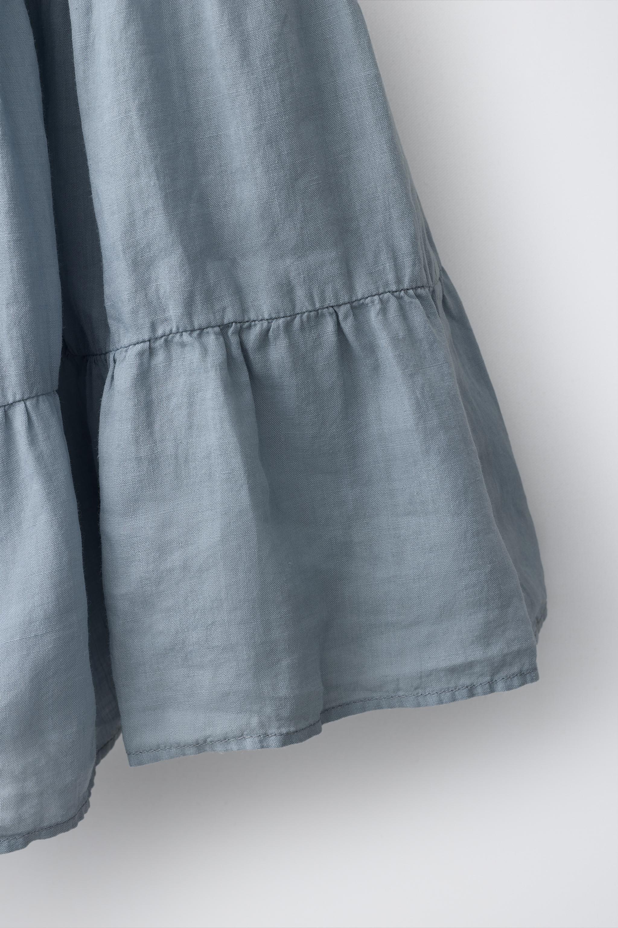 100% RAMIE TIERED MIDI SKIRT