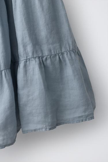 100% RAMIE PANELLED MIDI SKIRT - Blue / Grey by Zara - Image 3