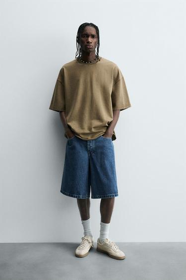 CAMISETA RELAXED FIT LAVADA - Khaki oscuro de Zara - Imagen 0