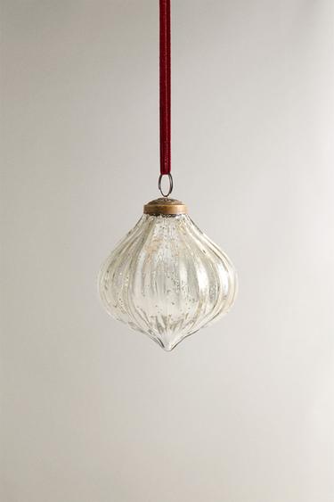SCORED DIAMOND CHRISTMAS TREE DECORATION - Silver by Zara - Image 0
