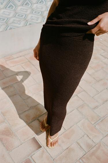 TEXTURED KNIT MAXI SKIRT - Chocolate by Zara - Image 2