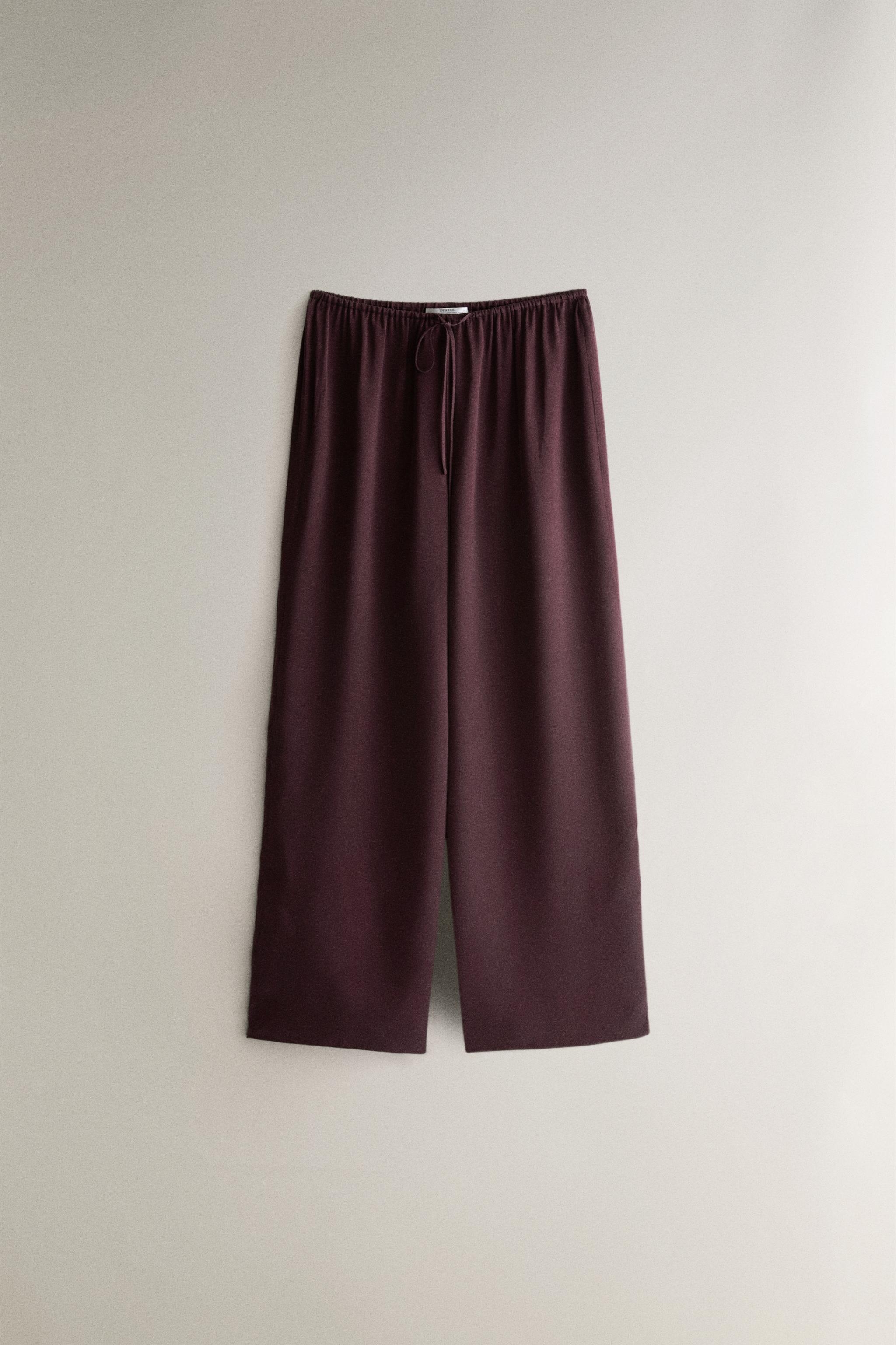 MULBERRY SILK TROUSERS — Burgundy