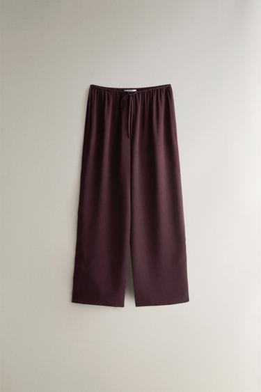 MULBERRY SILK TROUSERS - Burgundy by Zara - Image 0